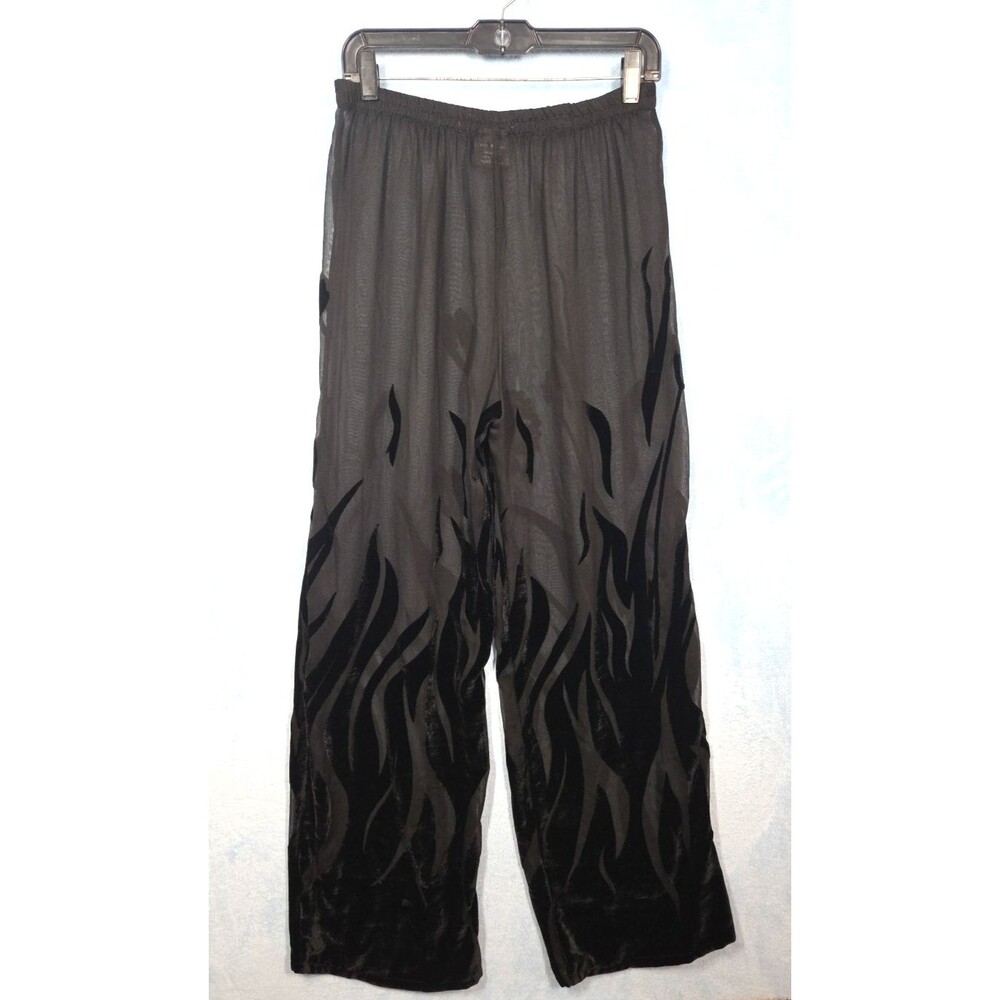 Jane Black Sheer And Velvet Burnout Wide Leg Pants size 3 Floral 90s Art to Wear - Picture 2 of 6
